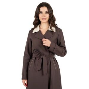NOVELTI ADORABLE JUNIOR BROWN TRENCH COAT MAXI OUTERWEAR SIZE 13/14 WOMAN